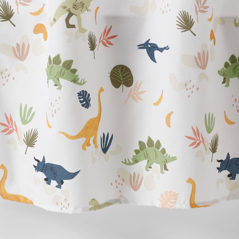 slide 4 of 4, Dinosaur Kids' Shower Curtain - Pillowfort™: Multicolor, Machine Washable, Twill, Buttonhole Top, 72"x72", 1 ct