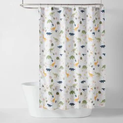 Dinosaur Kids' Shower Curtain - Pillowfort™: Multicolor, Machine Washable, Twill, Buttonhole Top, 72"x72"