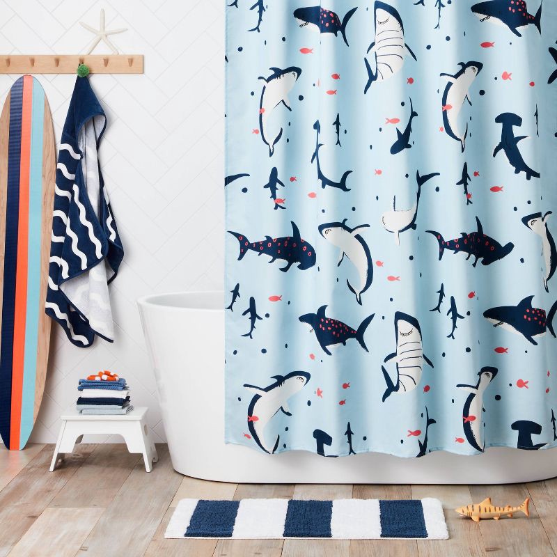 slide 2 of 4, Shark Kids' Shower Curtain - Pillowfort™, 1 ct