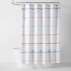 Multi Striped with Tassels Kids' Shower Curtain - Pillowfort™: Kids Bathroom Decor, Twill, OEKO-TEX Certified