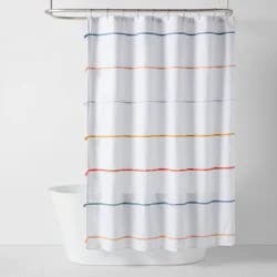 Multi Striped with Tassels Kids' Shower Curtain - Pillowfort™: Kids Bathroom Decor, Twill, OEKO-TEX Certified