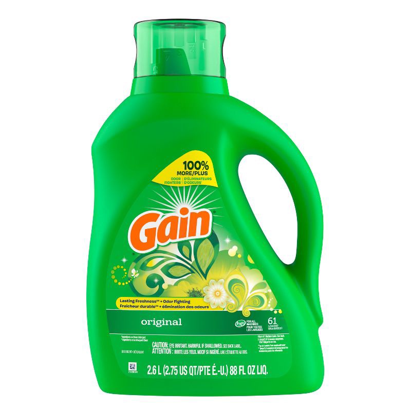 slide 12 of 13, Gain Original HE Concentrated Liquid Laundry Detergent 61 Loads - 88 fl oz, 88 fl oz