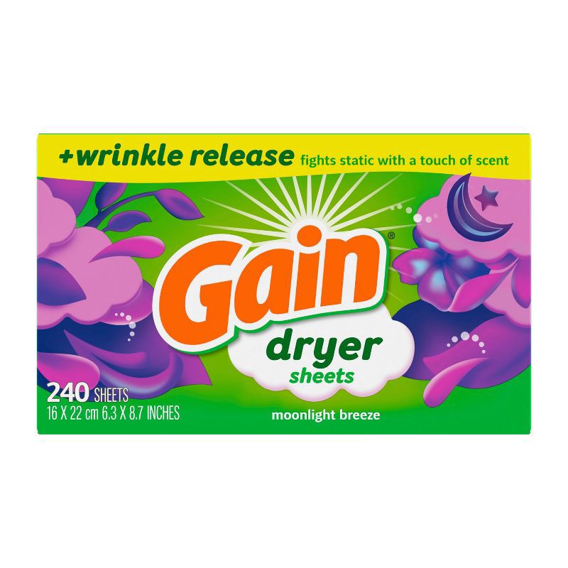 slide 2 of 9, Gain Moonlight Breeze Fabric Softener Dryer Sheets - 240ct, 240 ct
