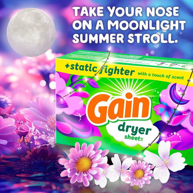 slide 4 of 9, Gain Moonlight Breeze Fabric Softener Dryer Sheets - 240ct, 240 ct