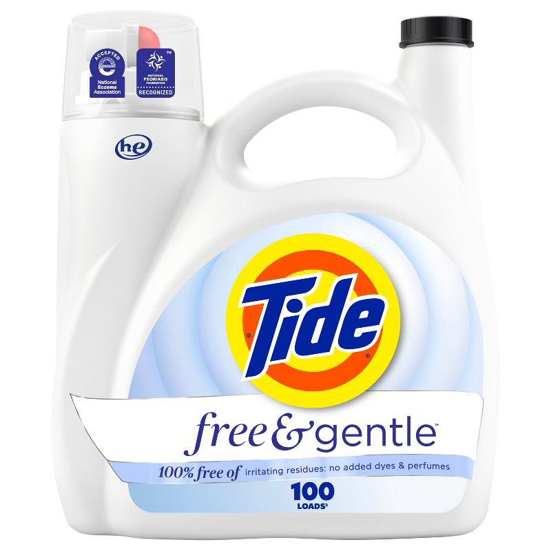slide 1 of 14, Tide Free & Gentle Unscented HE Deep Cleaning Concentrated Liquid Laundry Detergent 100 Loads - 132 fl oz, 132 fl oz