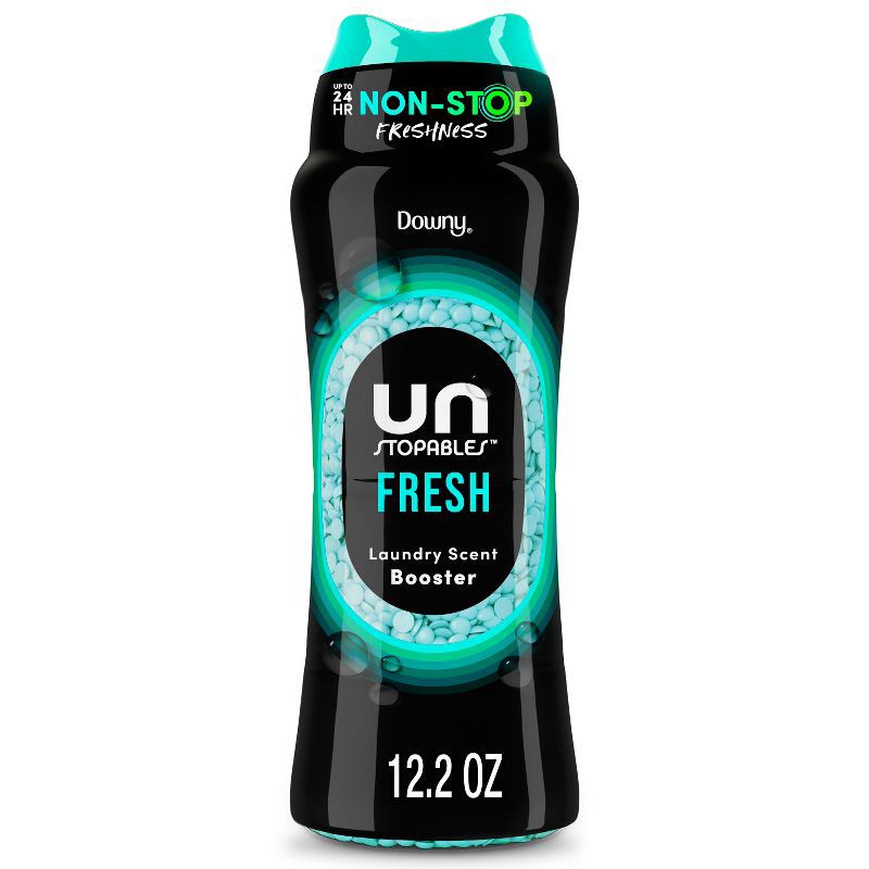 slide 1 of 13, Downy Fresh Scent Unstopables In-Wash Laundry Scent Booster Beads - 12.2oz: Bleach-Free, High Efficiency, Spill-Resistant Lid, 12.2 oz