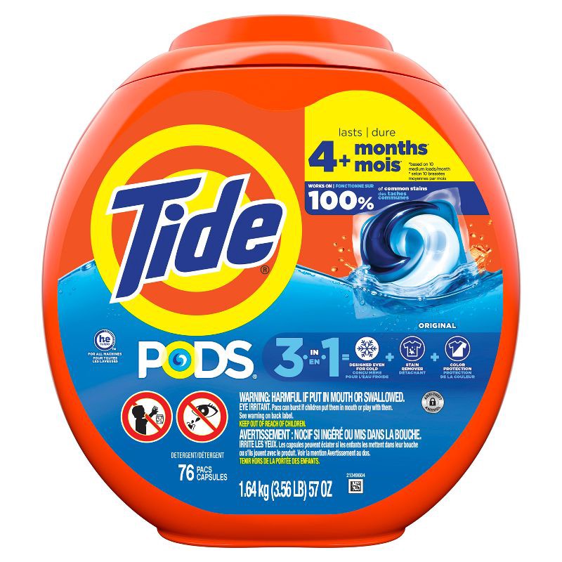 slide 12 of 13, Tide Original HE Laundry Detergent Pods 76 Pacs - 57oz, 57 oz