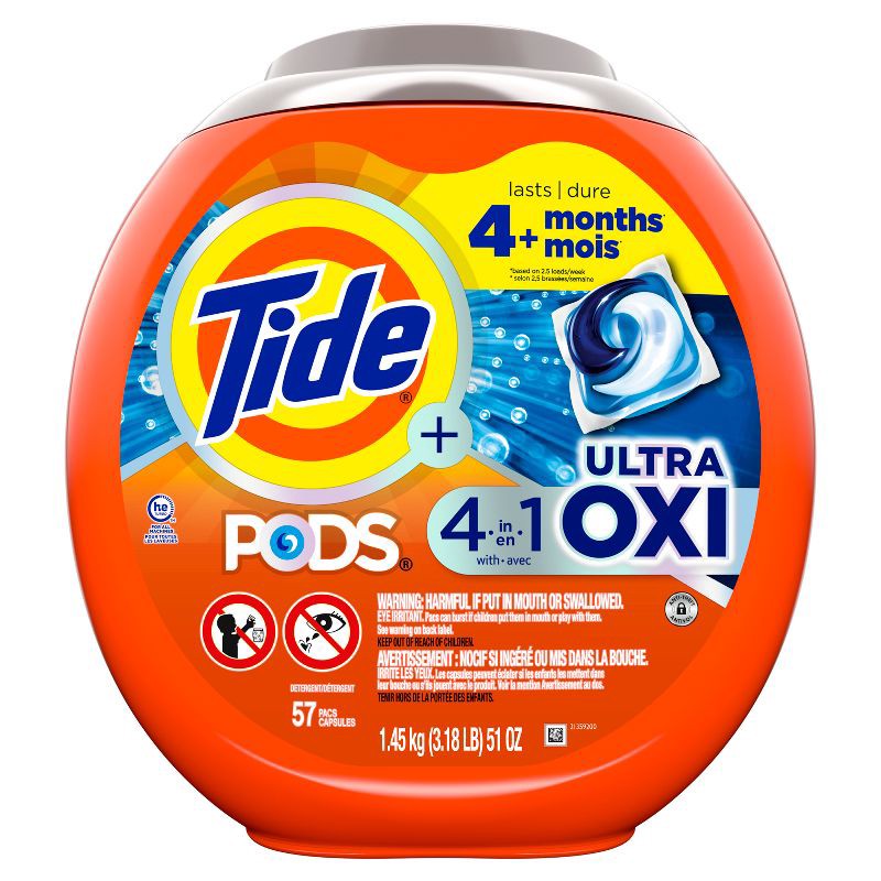 slide 8 of 9, Tide Ultra Oxi HE Deep Cleaning Concentrated Laundry Detergent Pods 57 Pacs - 51oz, 51 oz