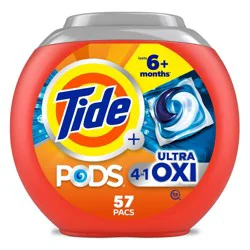 Tide Ultra Oxi HE Deep Cleaning Concentrated Laundry Detergent Pods 57 Pacs - 51oz: Odor Control, Child-Resistant