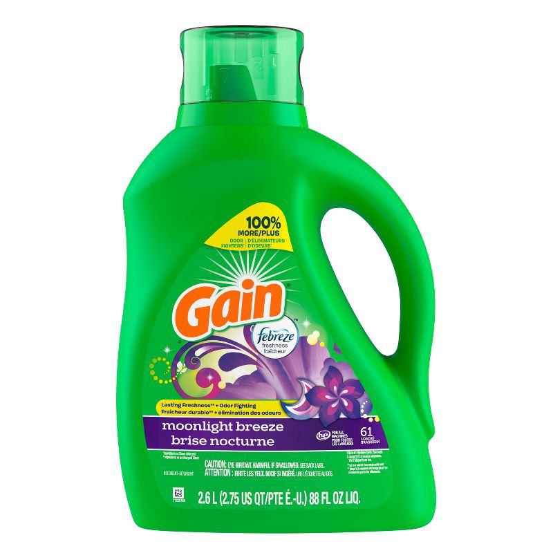slide 12 of 13, Gain Moonlight Breeze HE Deep Cleaning Concentrated Liquid Laundry Detergent 61 Loads - 88 fl oz, 88 fl oz