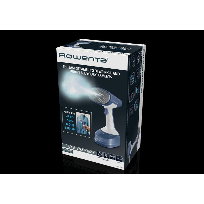 slide 8 of 9, Rowenta Xcel Steam Easy Handheld Garment Steamer for Clothes – Blue, 1 ct