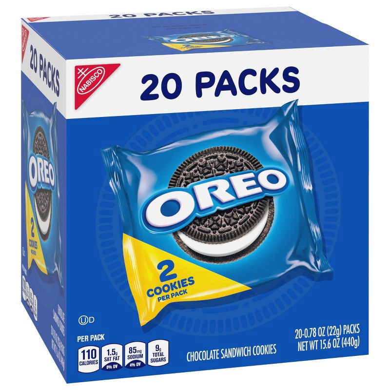 slide 9 of 12, Oreo Chocolate Sandwich Cookies - Snack Packs - 15.6oz.20ct, 15.6 oz, 20 ct