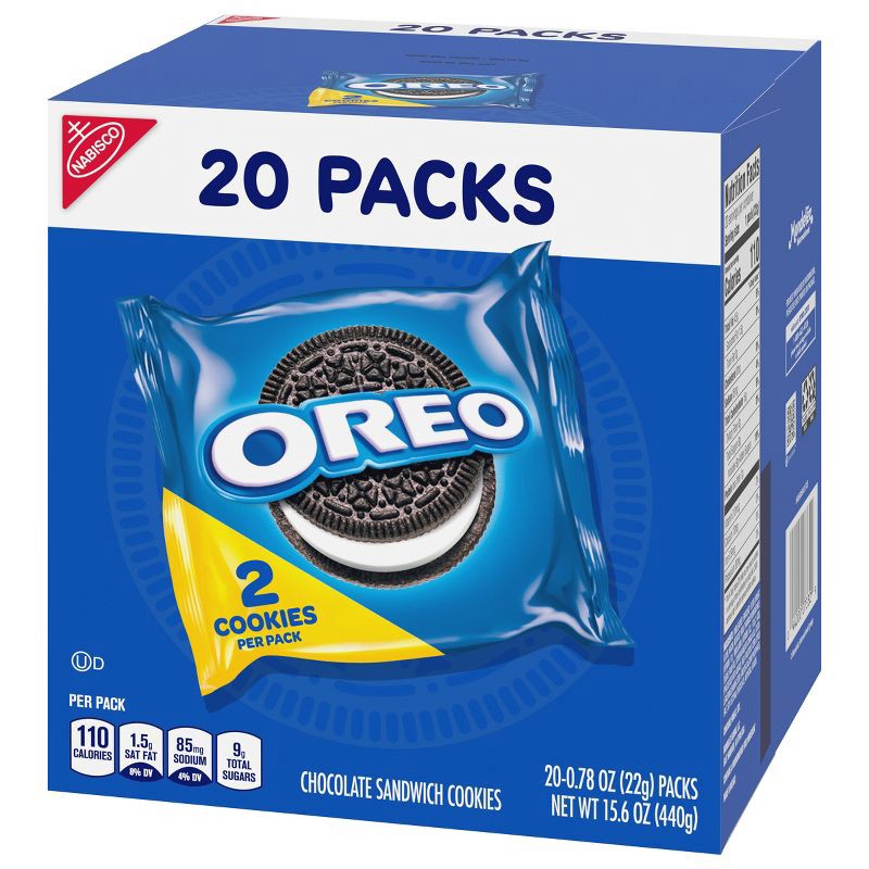 slide 10 of 12, Oreo Chocolate Sandwich Cookies - Snack Packs - 15.6oz.20ct, 15.6 oz, 20 ct
