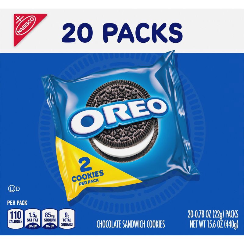 slide 11 of 12, Oreo Chocolate Sandwich Cookies - Snack Packs - 15.6oz.20ct, 15.6 oz, 20 ct