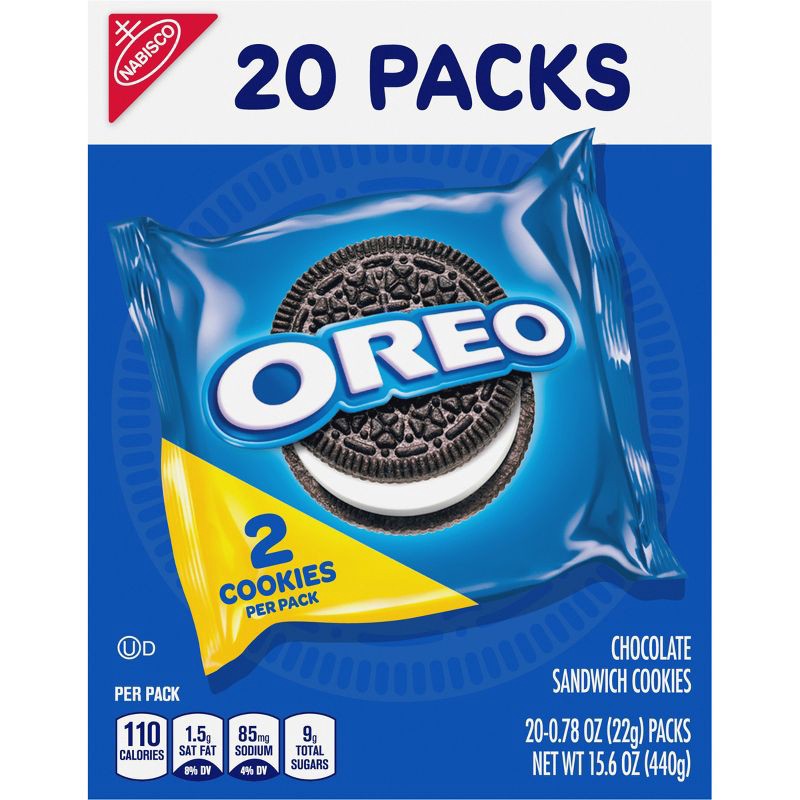 slide 12 of 12, Oreo Chocolate Sandwich Cookies - Snack Packs - 15.6oz.20ct, 15.6 oz, 20 ct