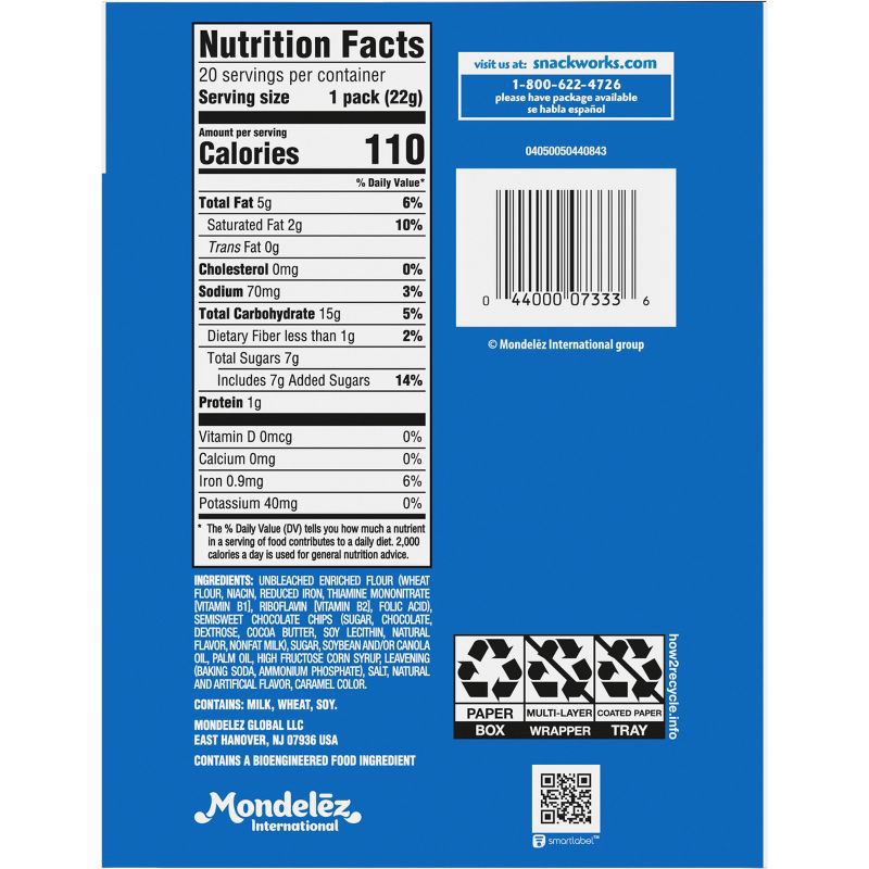slide 11 of 15, CHIPS AHOY! Original Chocolate Chip Cookies Snack Pack - 15.4oz/20ct, 15.4 oz, 20 ct