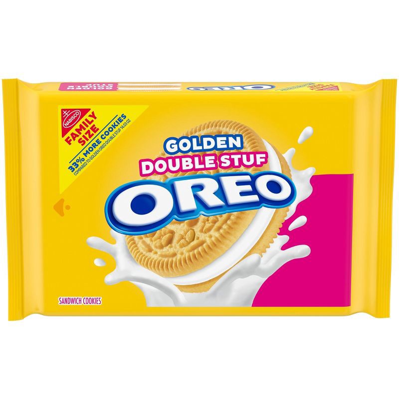 slide 1 of 17, Oreo Double Stuf Golden Sandwich Cookies Family Size - 18.12oz, 18.12 oz