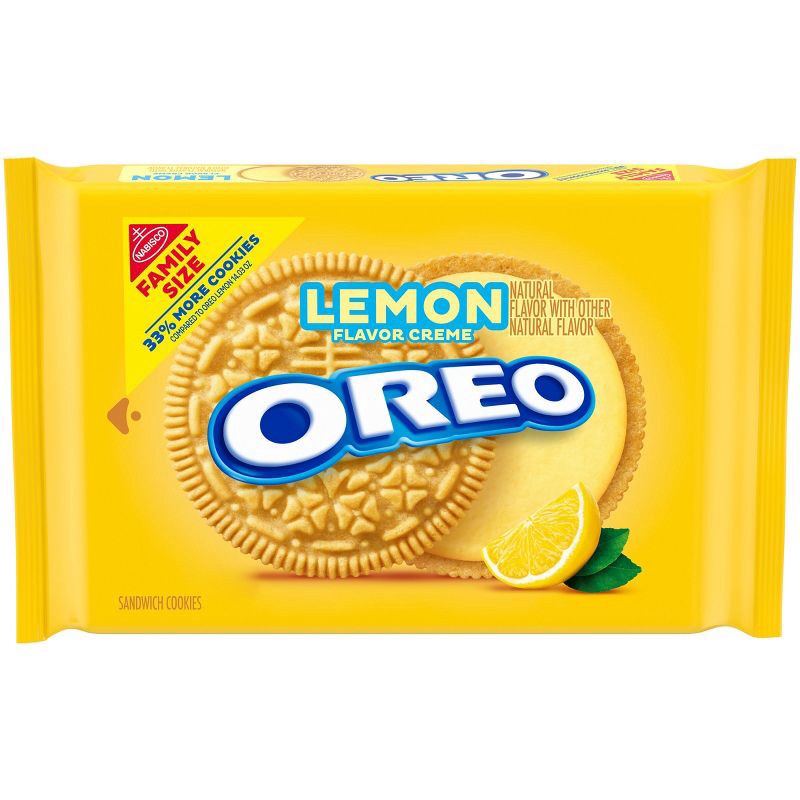 slide 1 of 16, Oreo Lemon Creme Sandwich Cookies Family Size - 18.71oz, 18.71 oz