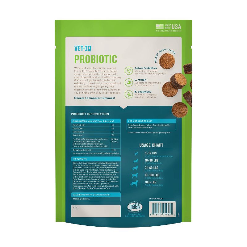 slide 4 of 8, VetIQ Probiotic Support Dog Supplements - Smoke - 60ct, 60 ct