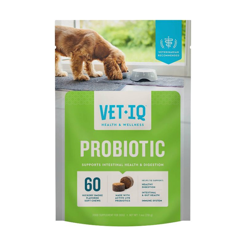 slide 1 of 8, VetIQ Probiotic Support Dog Supplements - Smoke - 60ct, 60 ct