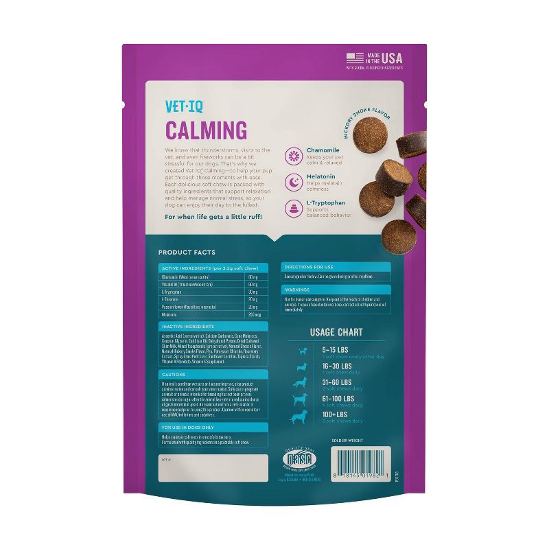 slide 2 of 8, VetIQ Calming Chew Dog Supplements - Smoke - 60ct, 60 ct