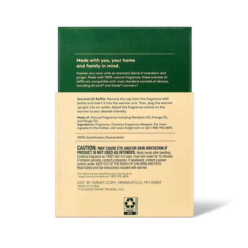 slide 3 of 3, Scented Oil Refill Air Freshener - Mandarin & Ginger - 1.3 fl oz/2pk - Everspring™, 1.3 fl oz, 2 ct