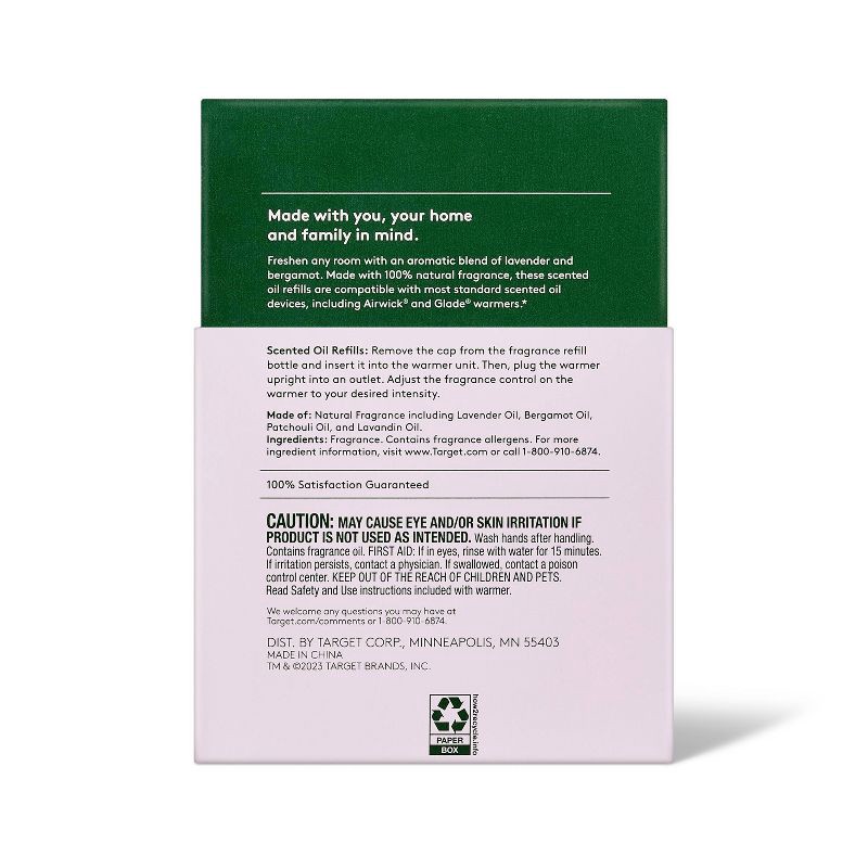 slide 3 of 3, Scented Oil Refill Air Freshener - Lavender & Bergamot - 1.3 fl oz/2pk - Everspring™, 1.3 fl oz, 2 ct