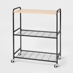 Storage Cart Black Metal with Natural Wood - Brightroom™