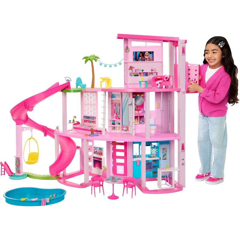 slide 1 of 6, Barbie Dreamhouse Pool Party Doll House with 75+ pc, 3 Story Slide: Adult Assembly, Fits 12 Inch Dolls, 1 ct