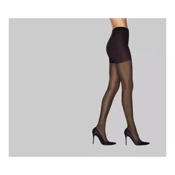 Hanes Women's 2pk Modern Support Graduated Compression Tights - Black S: Sheer Toe, Control Top, High Waisted, Knit