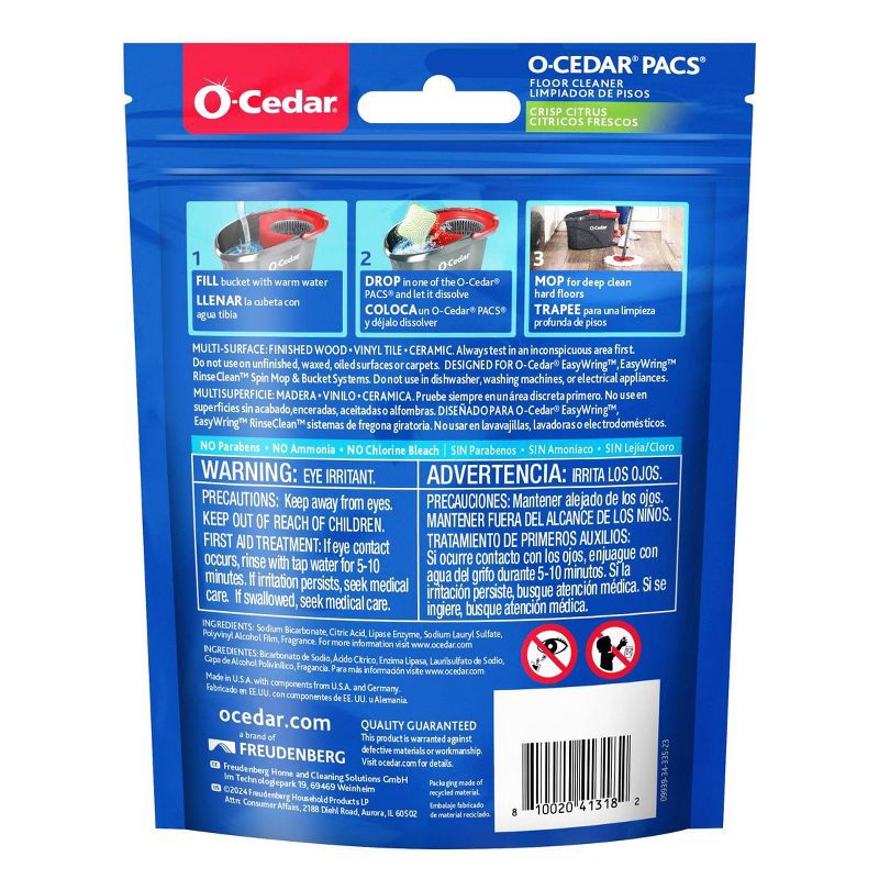 slide 9 of 12, O-Cedar Crisp Citrus PACS Hard Floor Cleaner - 10ct, 10 ct