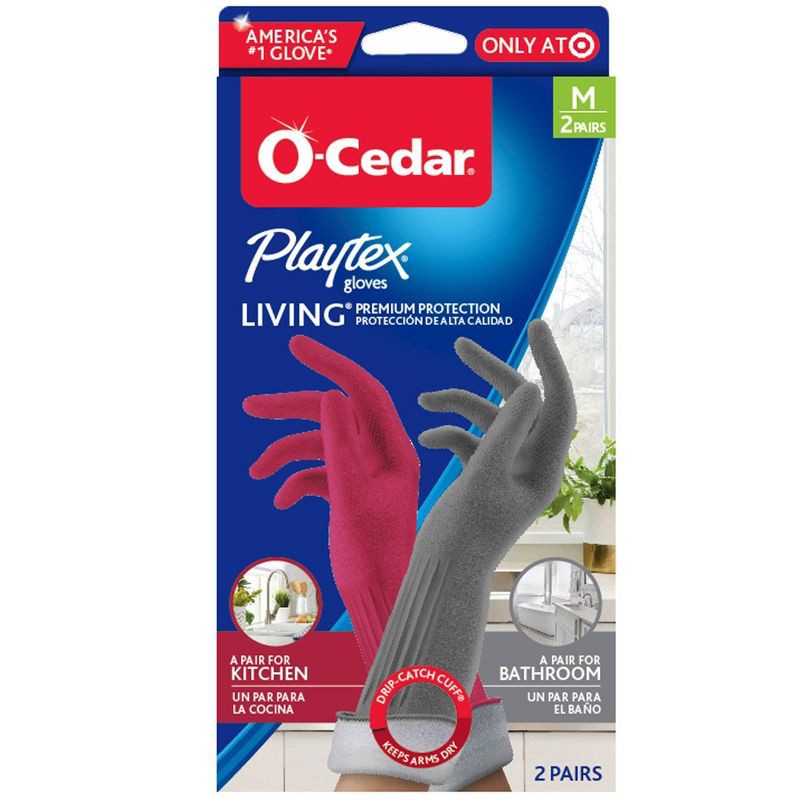 slide 1 of 10, O-Cedar Living Gloves - Medium - 2pk, 2 ct