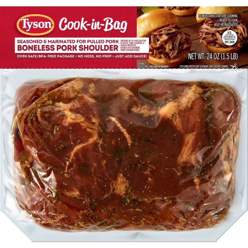 slide 1 of 5, Tyson Cook in Bag Pork Shoulder - 24oz, 24 oz