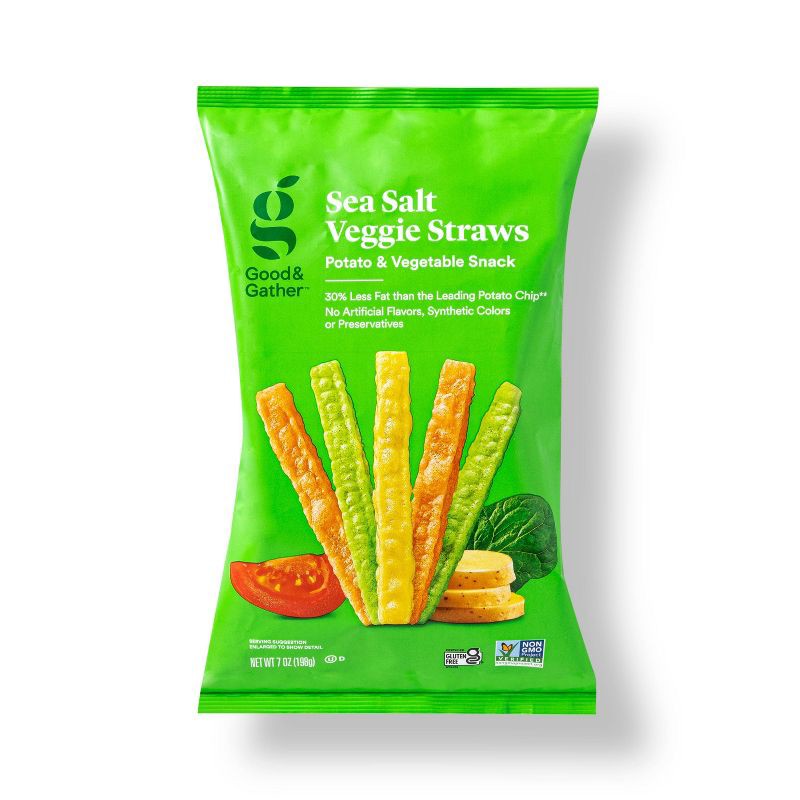 slide 1 of 3, Sea Salt Veggie Straws - 7oz - Good & Gather™, 7 oz