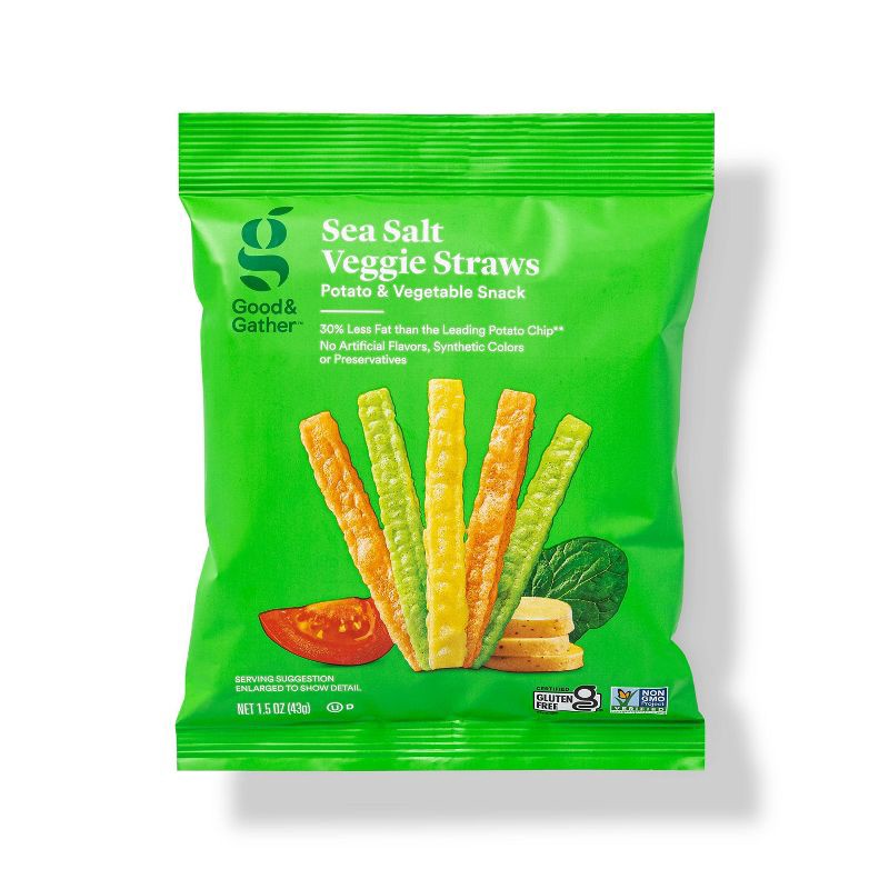 slide 1 of 3, Sea Salt Veggie Straws - 1.5oz - Good & Gather™, 1.5 oz