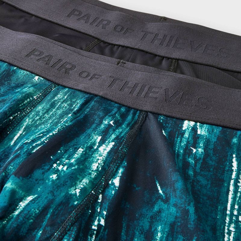 slide 4 of 4, Pair of Thieves Men's Abstract Print Hustle Boxer Briefs 2pk - Green S: Lightweight Nylon-Spandex Knit, 2 ct