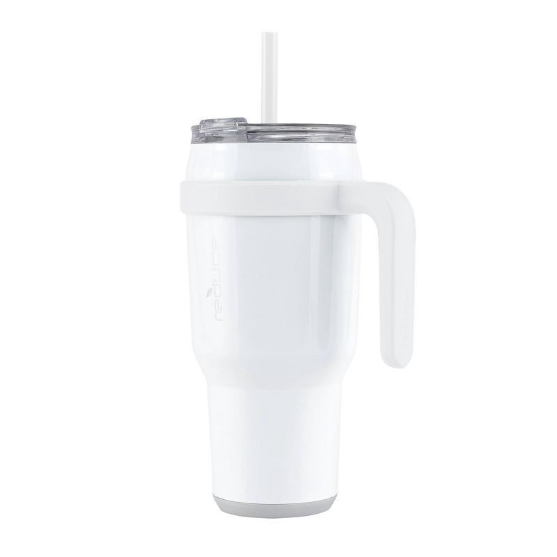slide 8 of 8, Reduce 40oz Cold1 Vacuum Insulated Stainless Steel Straw Tumbler Mug White: Dishwasher-Safe, Dual Lid Openings, 40 oz