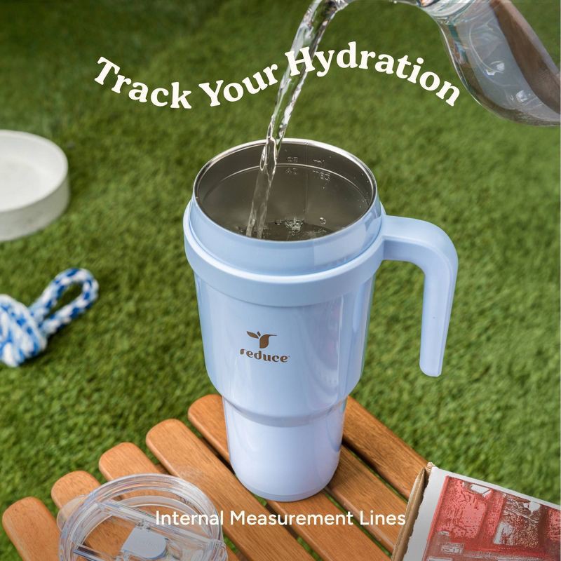 slide 6 of 8, Reduce 40oz Cold1 Vacuum Insulated Stainless Steel Straw Tumbler Mug White: Dishwasher-Safe, Dual Lid Openings, 40 oz