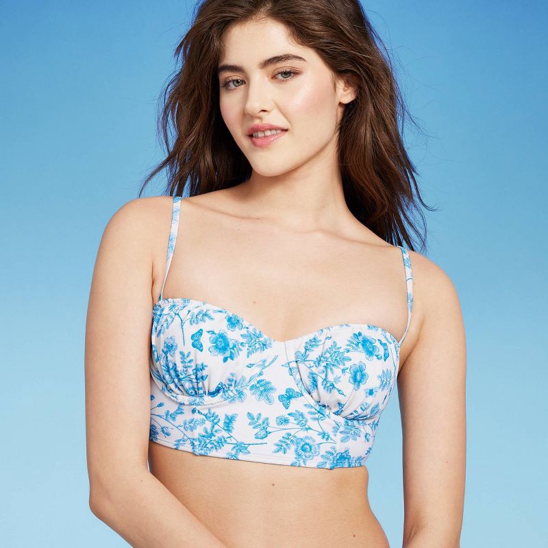 slide 4 of 7, Women's Corset Longline Bikini Top - Wild Fable Cream M, 1 ct