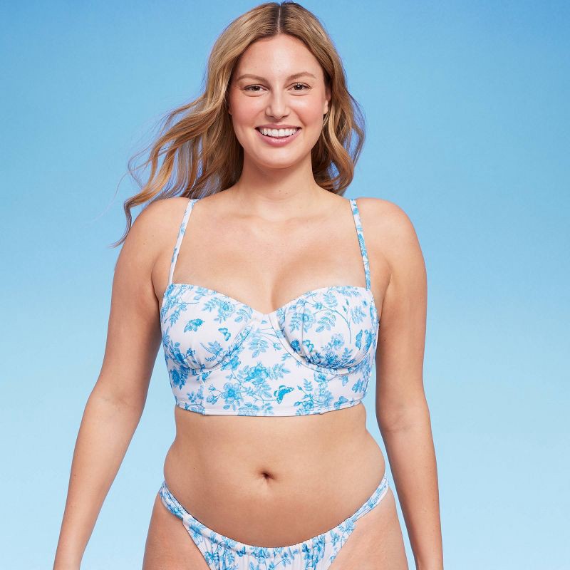 slide 5 of 7, Women's Corset Longline Bikini Top - Wild Fable Cream M, 1 ct