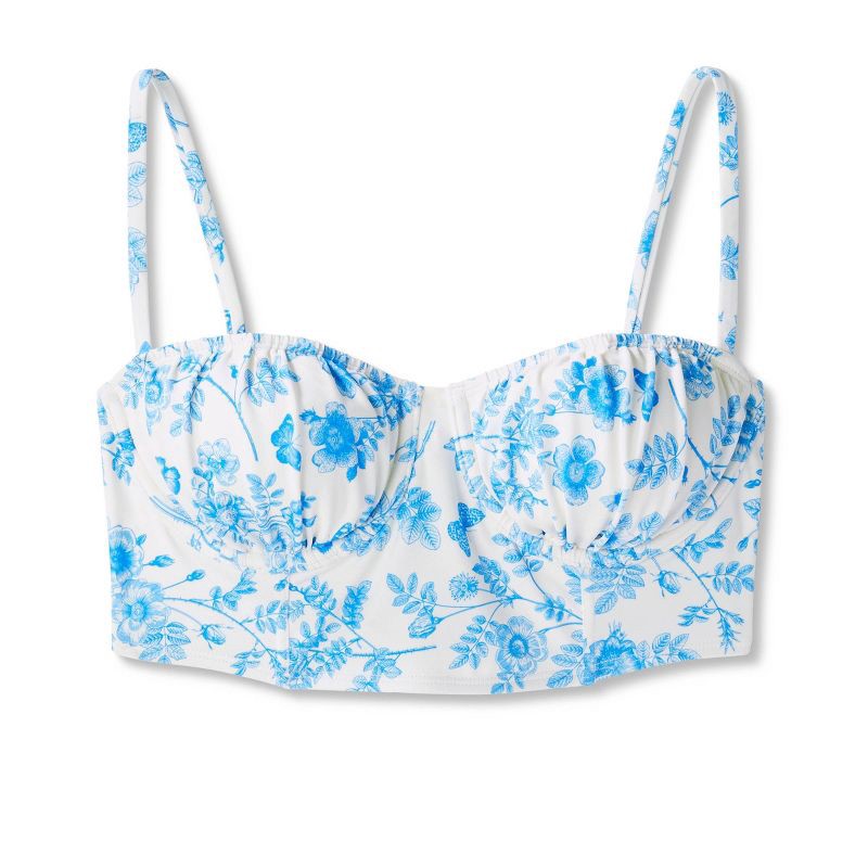 slide 6 of 7, Women's Corset Longline Bikini Top - Wild Fable Cream M, 1 ct