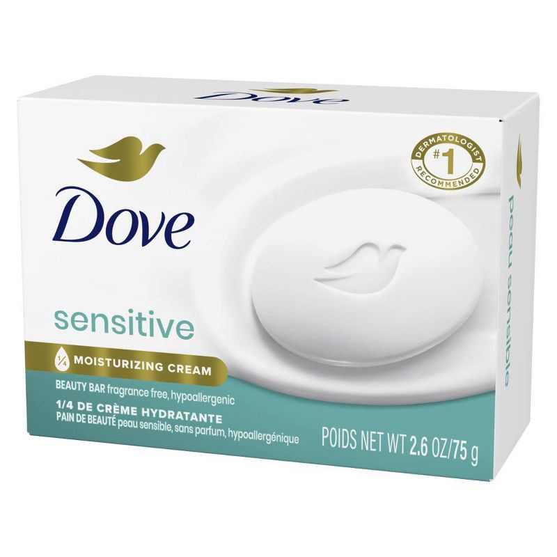 slide 2 of 6, Dove Beauty Sensitive Skin Bar Soap - Unscented - Trial Size- 2.6oz, 2.6 oz