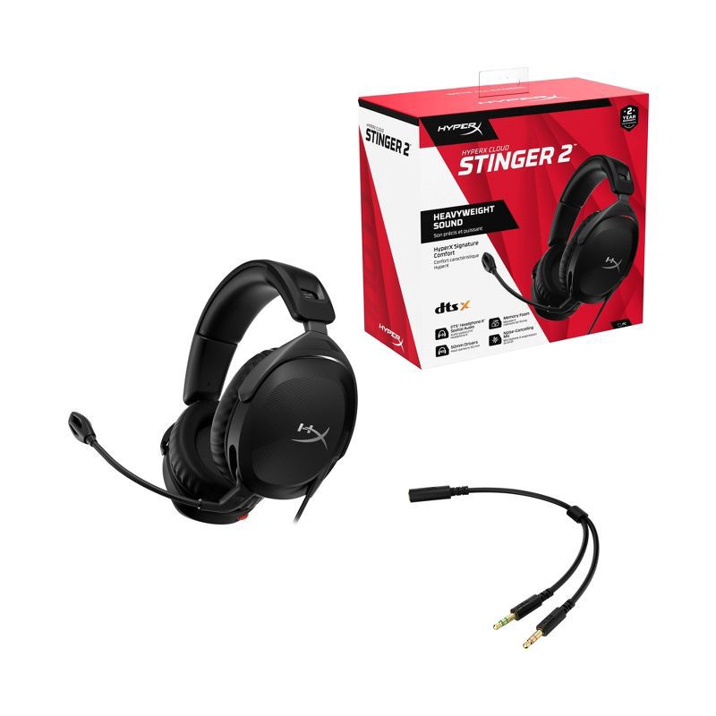 slide 8 of 17, HP Inc. HyperX Stinger 2 Wired Gaming Headset for Xbox Series X|S/Xbox One/PlayStation 4/5/Nintendo Switch/PC - Black: Leatherette Ear Cushions, 3.5mm Jack, 1 ct