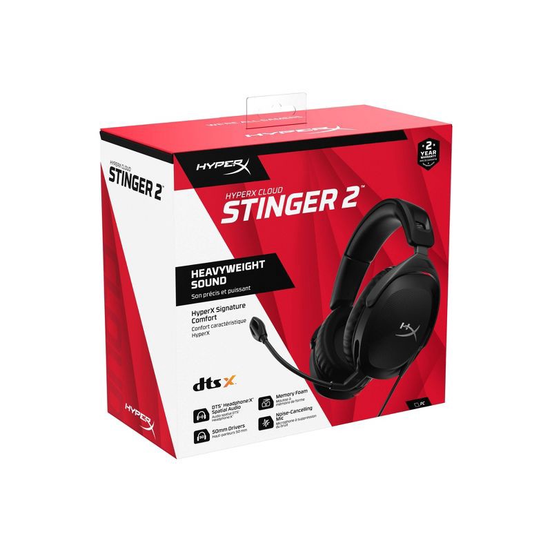 slide 9 of 17, HP Inc. HyperX Stinger 2 Wired Gaming Headset for Xbox Series X|S/Xbox One/PlayStation 4/5/Nintendo Switch/PC - Black: Leatherette Ear Cushions, 3.5mm Jack, 1 ct