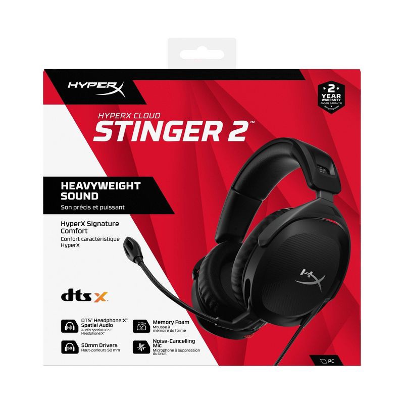 slide 10 of 17, HP Inc. HyperX Stinger 2 Wired Gaming Headset for Xbox Series X|S/Xbox One/PlayStation 4/5/Nintendo Switch/PC - Black: Leatherette Ear Cushions, 3.5mm Jack, 1 ct