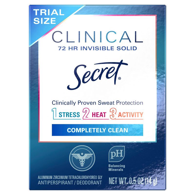 slide 7 of 9, Secret Clinical Strength Completely Clean Invisible Solid Antiperspirant and Deodorant for Women - Fresh Scent - 0.5oz, 0.5 oz