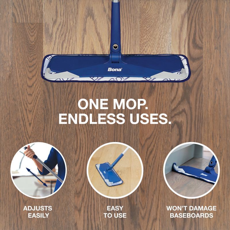 slide 2 of 7, Bona Floor Mop Starter Kit - 2-in-1 Wet + Dry Floor Sweeping + Mopping - 1 Mop, 1 Reusable Sweeping Pad, 1 Reusable Mopping Pad, 1 ct