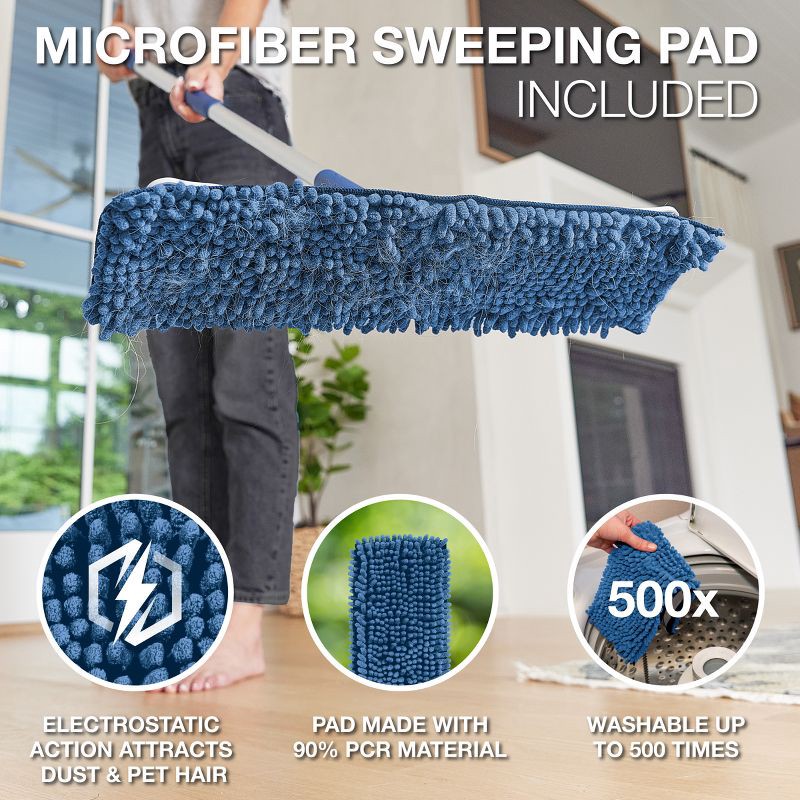 slide 4 of 7, Bona Floor Mop Starter Kit - 2-in-1 Wet + Dry Floor Sweeping + Mopping - 1 Mop, 1 Reusable Sweeping Pad, 1 Reusable Mopping Pad, 1 ct