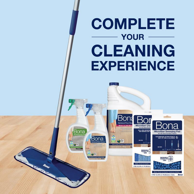slide 6 of 7, Bona Floor Mop Starter Kit - 2-in-1 Wet + Dry Floor Sweeping + Mopping - 1 Mop, 1 Reusable Sweeping Pad, 1 Reusable Mopping Pad, 1 ct