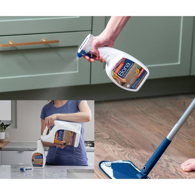 Bona Cedarwood Eucalyptus Peony Cleaning Products Wood Cleaner Spray + Mop Multi-Purpose Floor